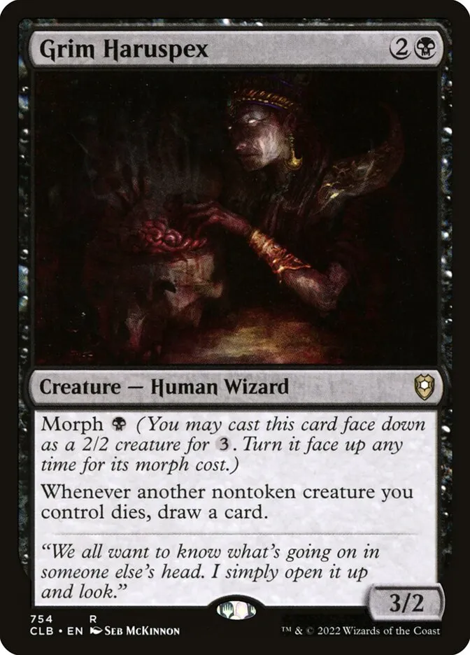 2022 Commander Legends: Battle for Baldur's Gate Grim Haruspex #754 rare card image