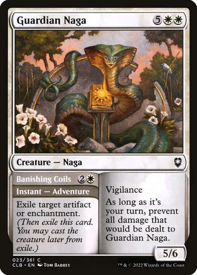 2022 Commander Legends: Battle for Baldur's Gate Guardian Naga // Banishing Coils common #23 common card image