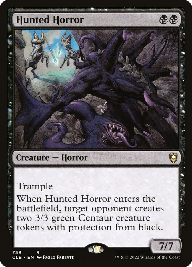 2022 Commander Legends: Battle for Baldur's Gate Hunted Horror #758 rare card image
