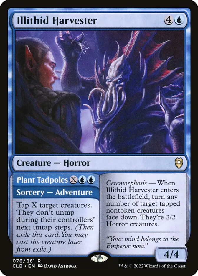 2022 Commander Legends: Battle for Baldur's Gate Illithid Harvester // Plant Tadpoles #76 rare card image