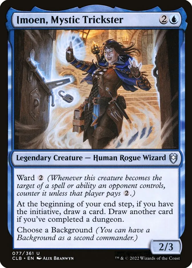 2022 Commander Legends: Battle for Baldur's Gate Imoen, Mystic Trickster #77 uncommon card image