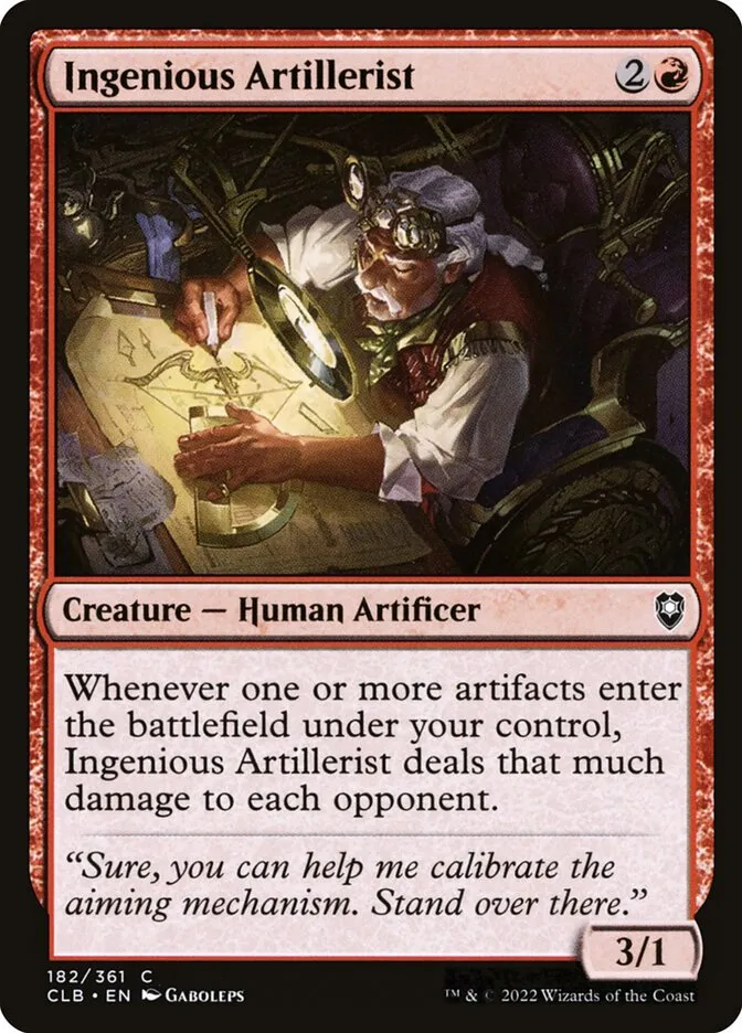 2022 Commander Legends: Battle for Baldur's Gate Ingenious Artillerist #182 common card image