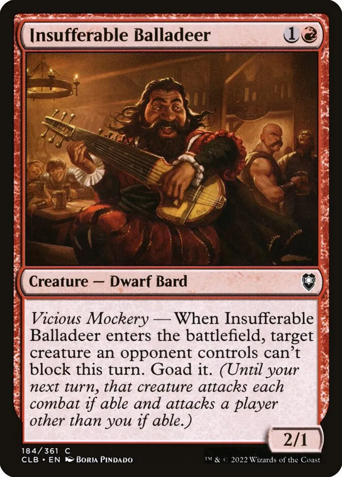 2022 Commander Legends: Battle for Baldur's Gate Insufferable Balladeer #184 common card image