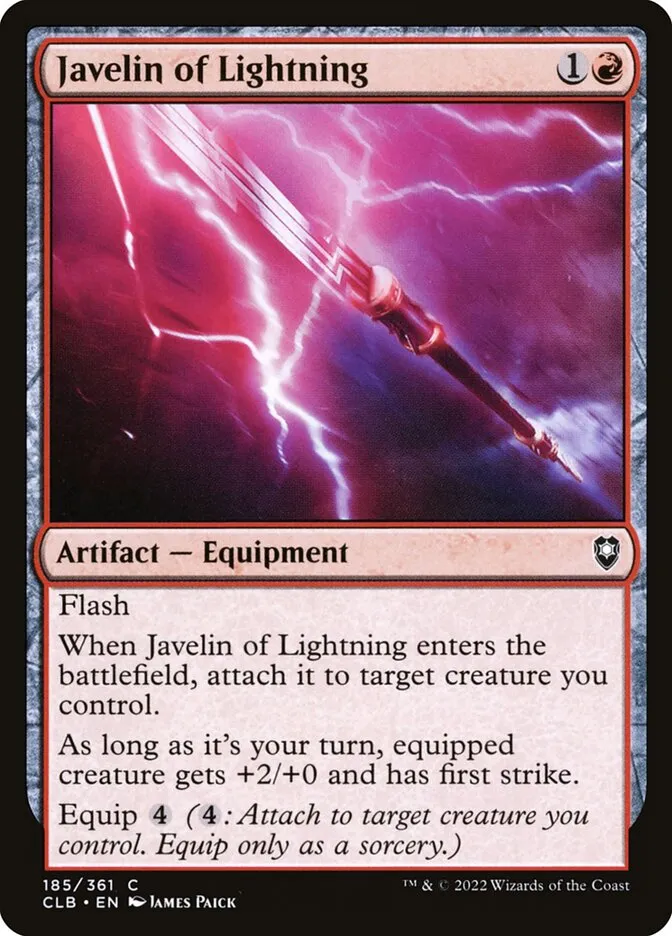 2022 Commander Legends: Battle for Baldur's Gate Javelin of Lightning #185 common card image