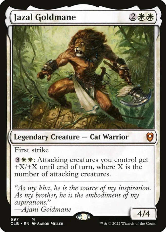 2022 Commander Legends: Battle for Baldur's Gate Jazal Goldmane #697 mythic card image