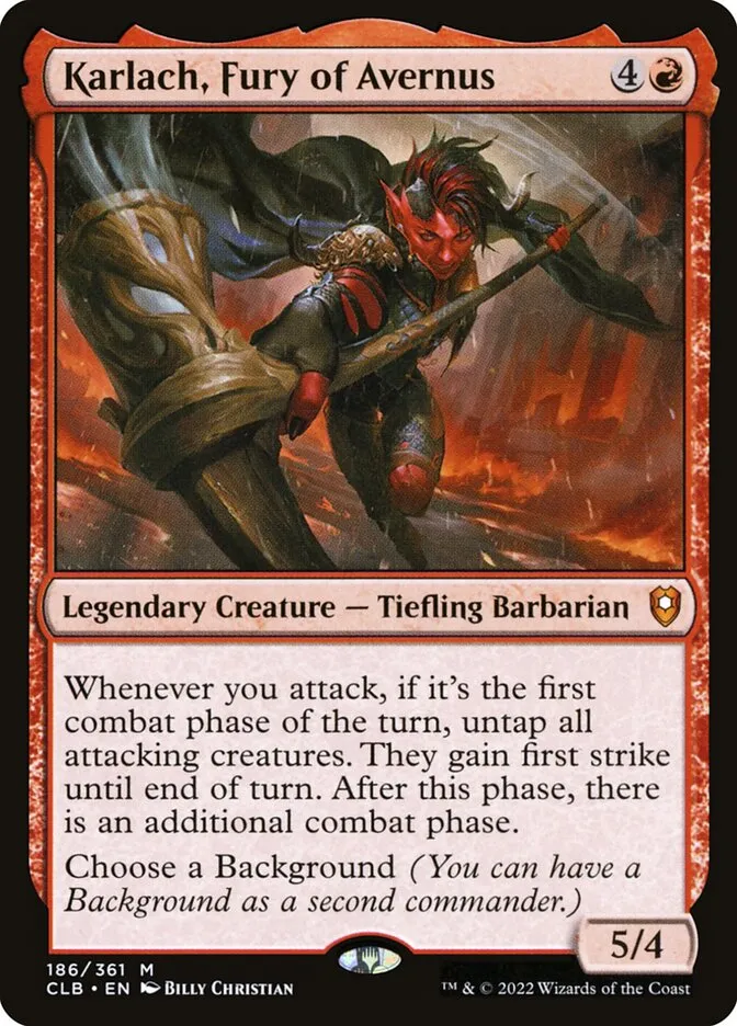 2022 Commander Legends: Battle for Baldur's Gate Karlach, Fury of Avernus #186 mythic card image
