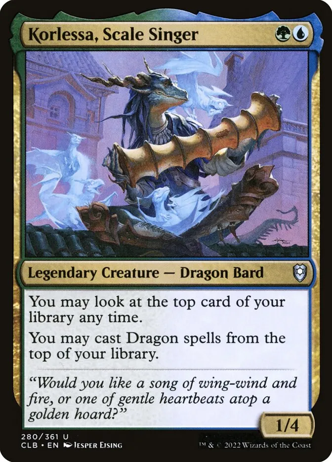 2022 Commander Legends: Battle for Baldur's Gate Korlessa, Scale Singer #280 uncommon card image
