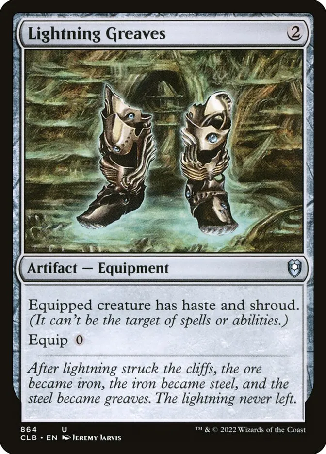 2022 Commander Legends: Battle for Baldur's Gate Lightning Greaves #864 uncommon card image