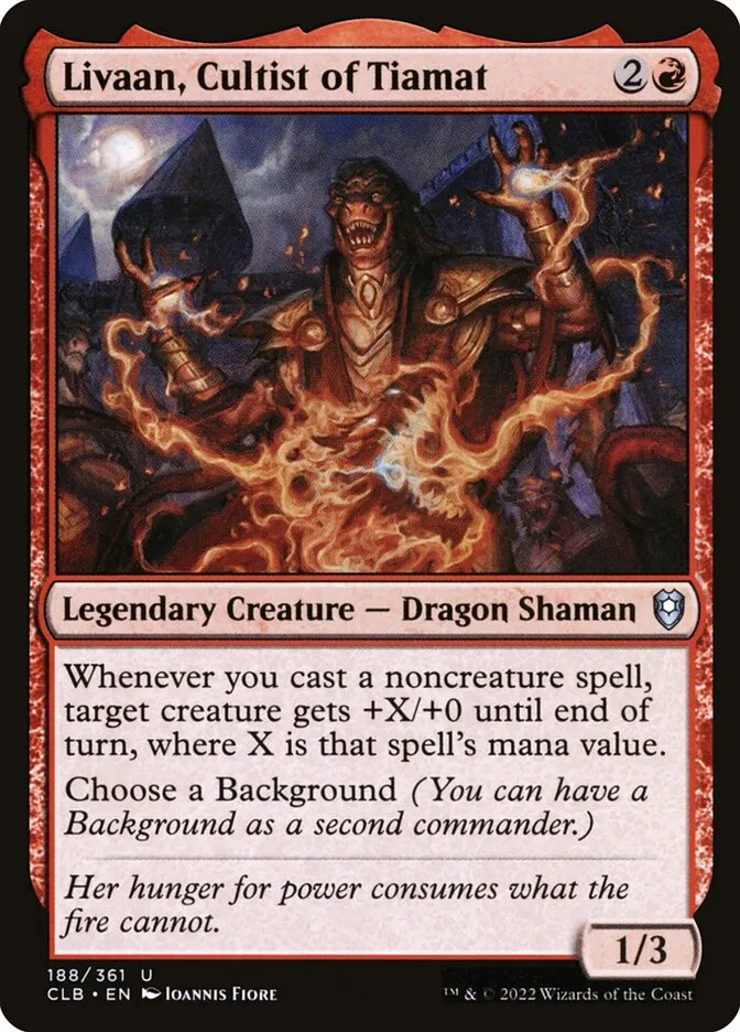 2022 Commander Legends: Battle for Baldur's Gate Livaan, Cultist of Tiamat #188 uncommon card image