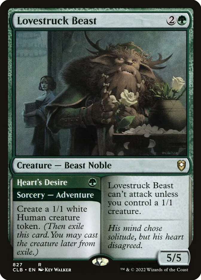 2022 Commander Legends: Battle for Baldur's Gate Lovestruck Beast // Heart's Desire #827 rare card image