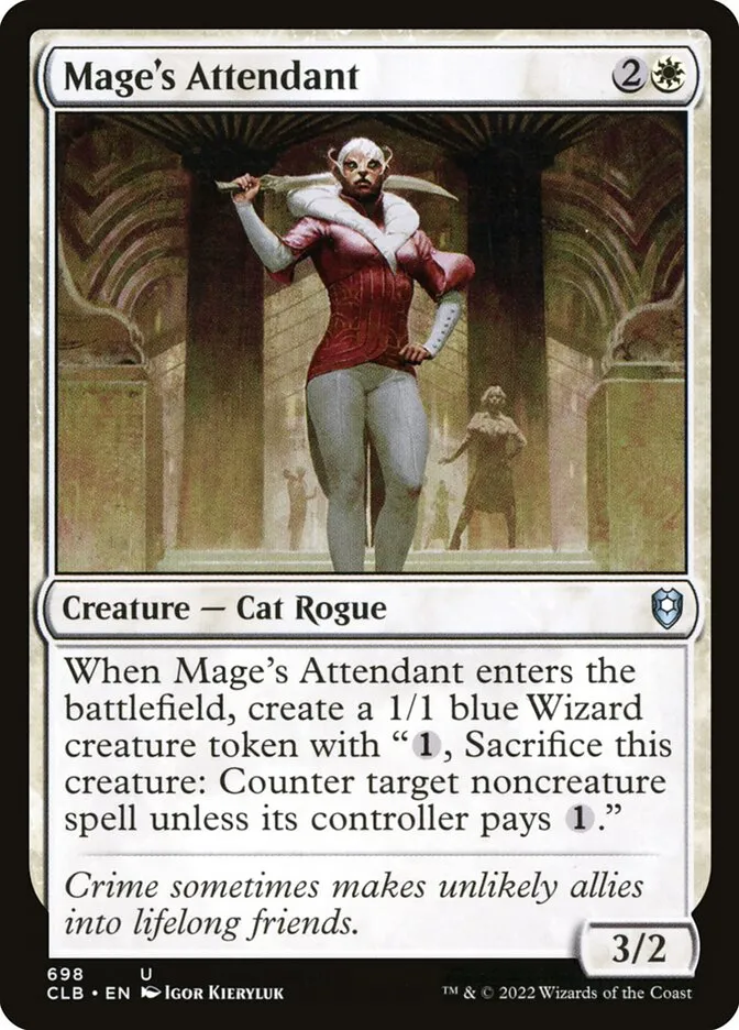 2022 Commander Legends: Battle for Baldur's Gate Mage's Attendant #698 uncommon card image