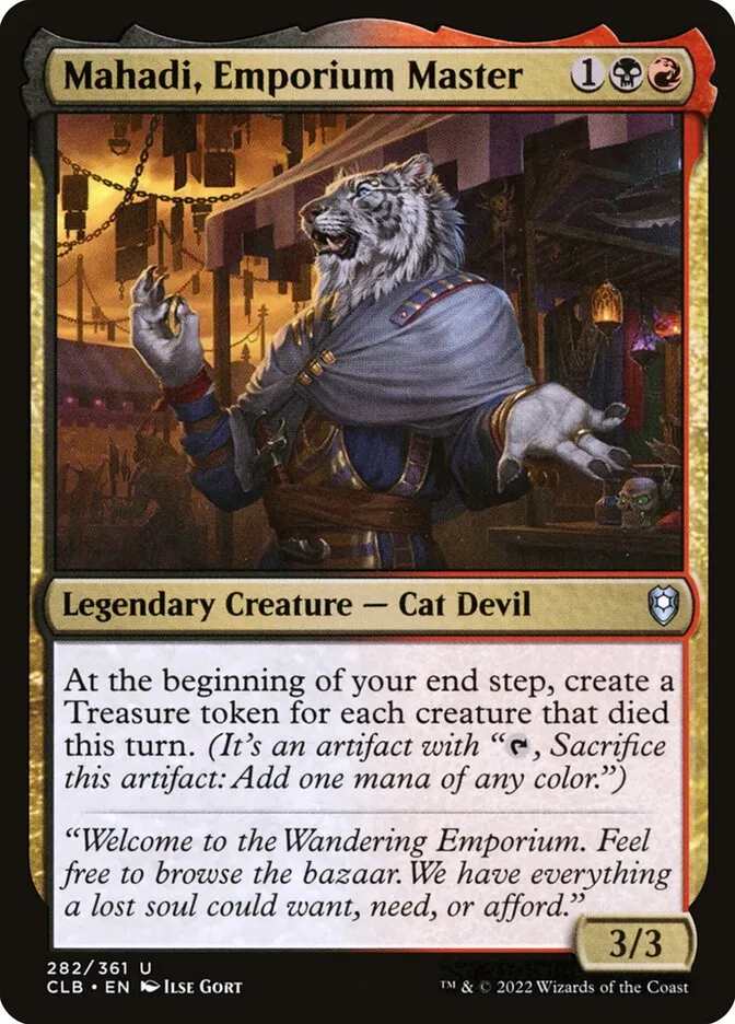 2022 Commander Legends: Battle for Baldur's Gate Mahadi, Emporium Master #282 uncommon card image