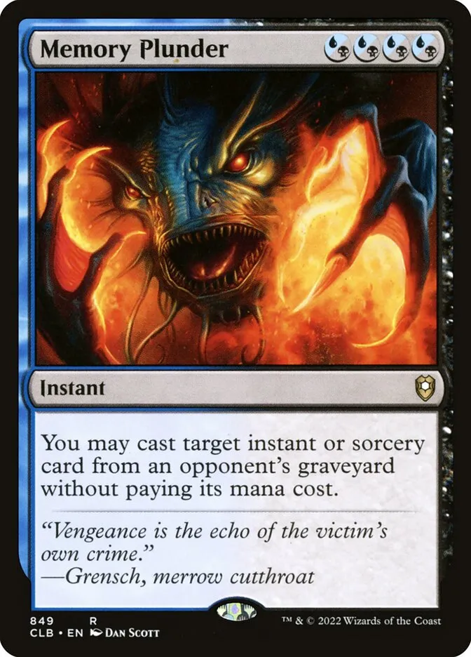 2022 Commander Legends: Battle for Baldur's Gate Memory Plunder #849 rare card image