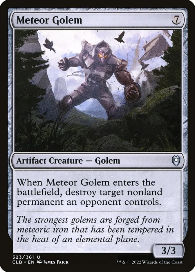 2022 Commander Legends: Battle for Baldur's Gate Meteor Golem #323 uncommon card image