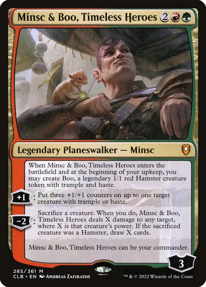 2022 Commander Legends: Battle for Baldur's Gate Minsc & Boo, Timeless Heroes #285 mythic card image