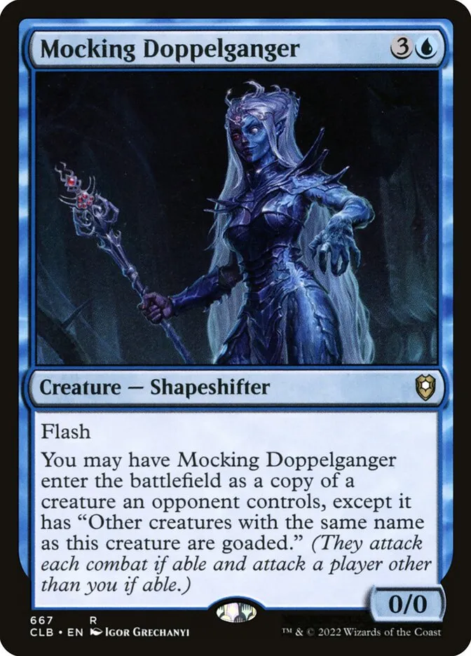 2022 Commander Legends: Battle for Baldur's Gate Mocking Doppelganger #667 rare card image