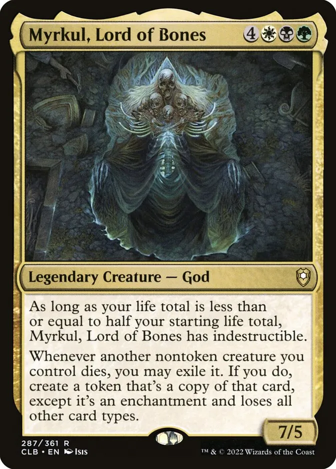 2022 Commander Legends: Battle for Baldur's Gate Myrkul, Lord of Bones #287 rare card image