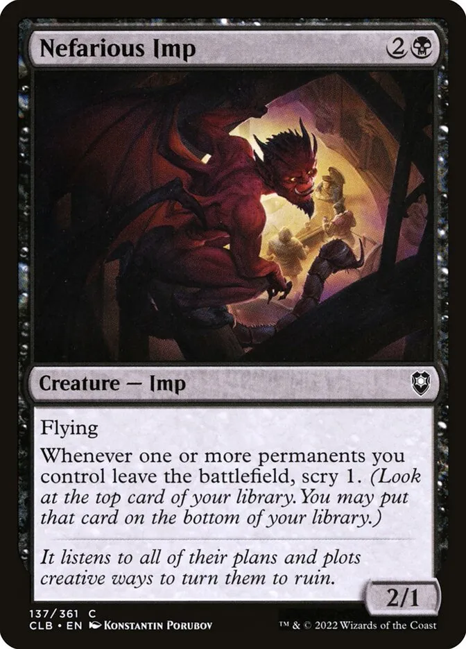 2022 Commander Legends: Battle for Baldur's Gate Nefarious Imp common #137 common card image