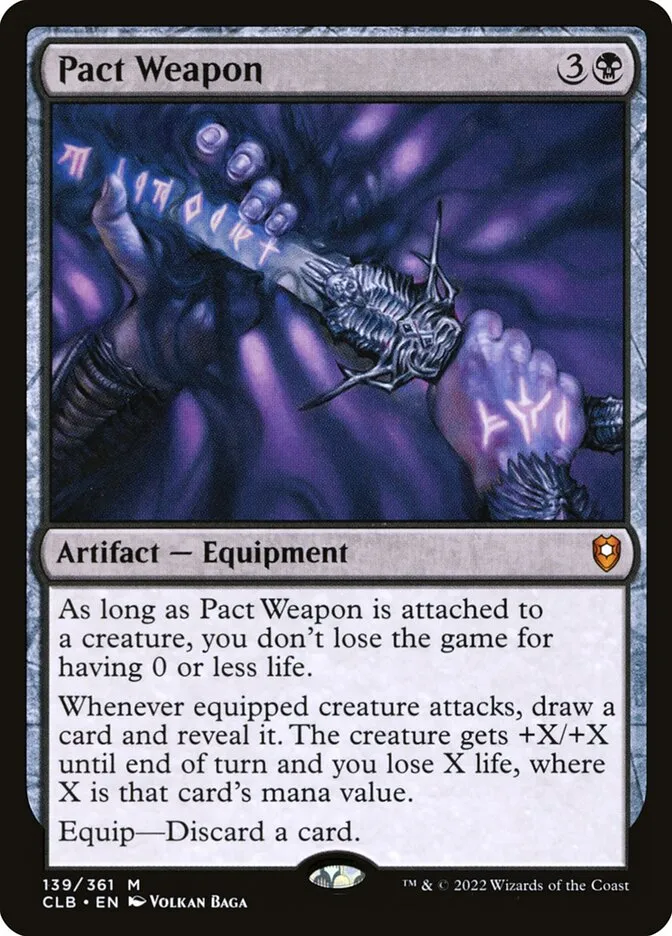 2022 Commander Legends: Battle for Baldur's Gate Pact Weapon #139 mythic card image