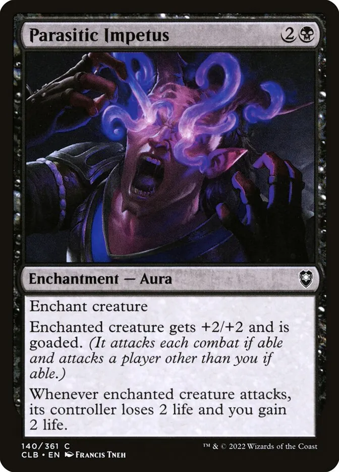 2022 Commander Legends: Battle for Baldur's Gate Parasitic Impetus #140 common card image