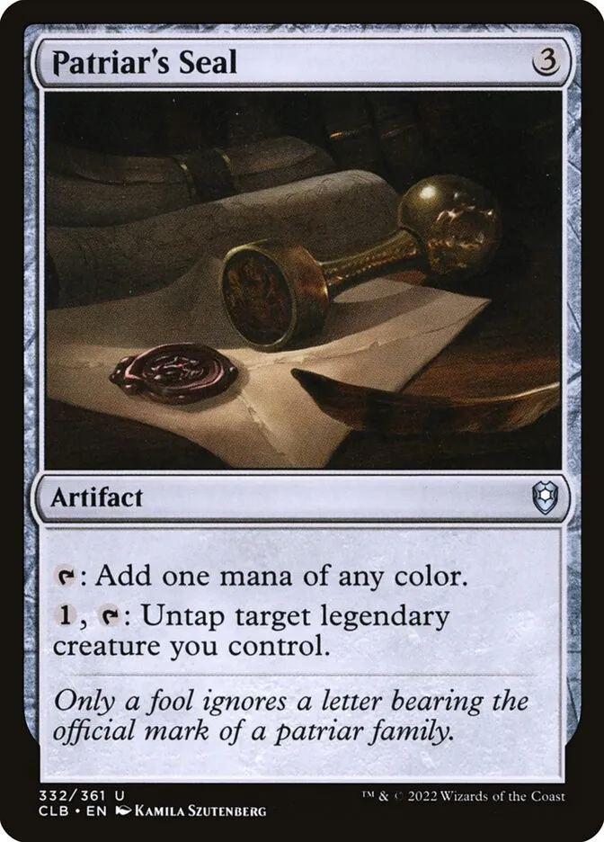 2022 Commander Legends: Battle for Baldur's Gate Patriar's Seal #332 uncommon card image