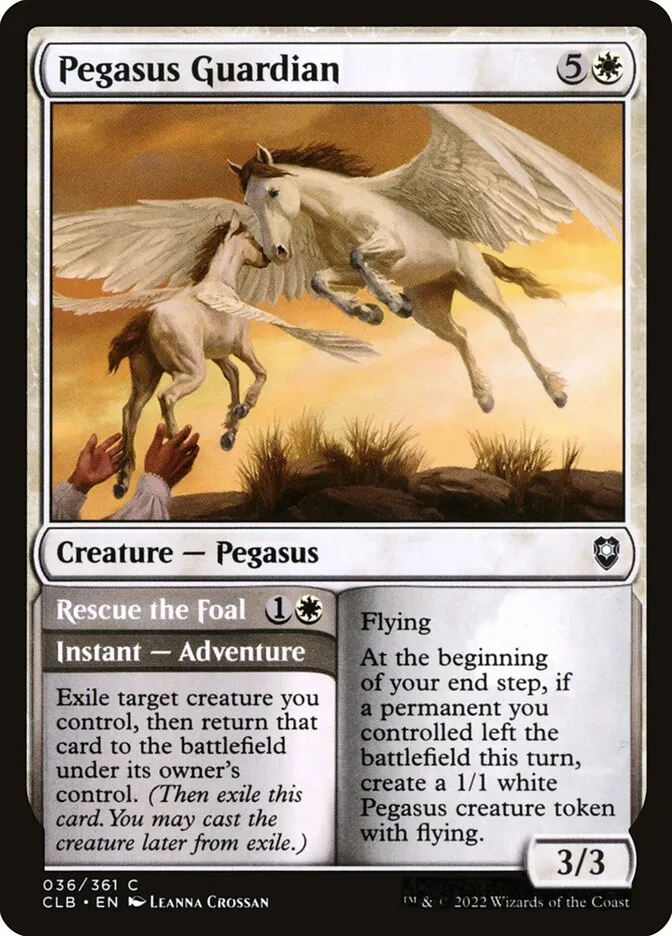 2022 Commander Legends: Battle for Baldur's Gate Pegasus Guardian // Rescue the Foal common #36 common card image