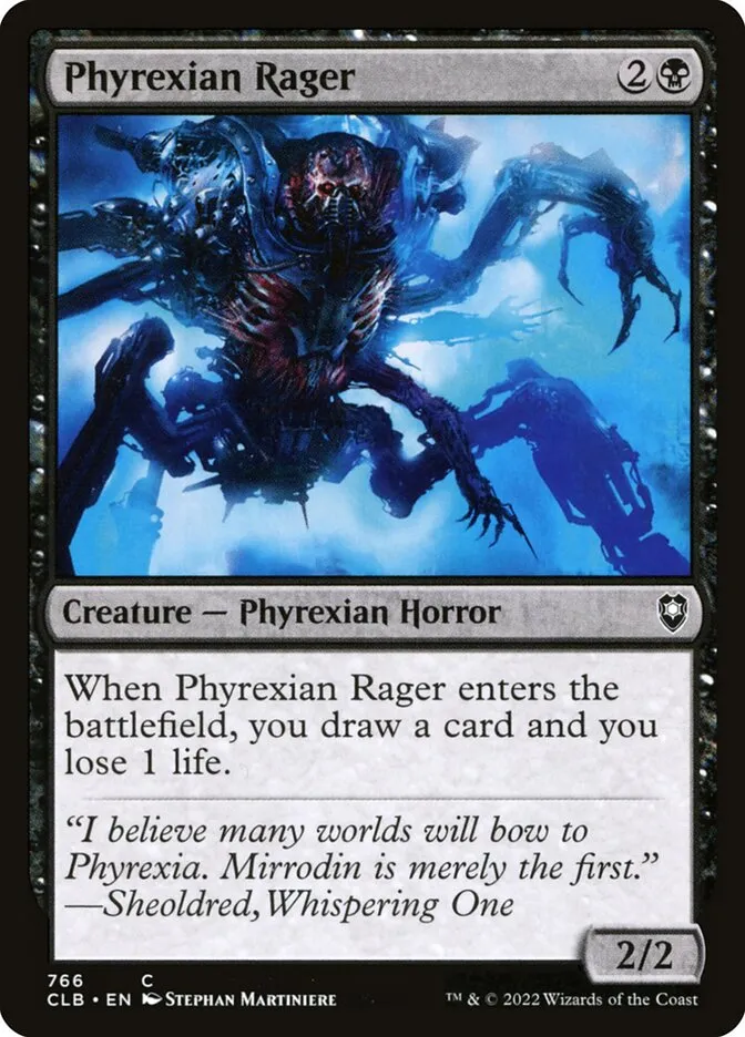 2022 Commander Legends: Battle for Baldur's Gate Phyrexian Rager #766 common card image