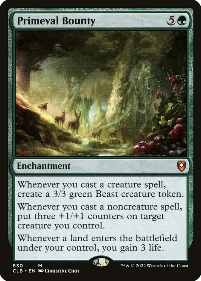 2022 Commander Legends: Battle for Baldur's Gate Primeval Bounty #830 mythic card image