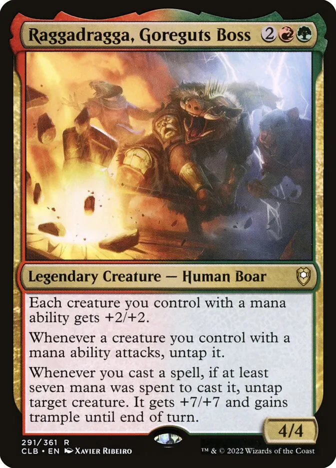 2022 Commander Legends: Battle for Baldur's Gate Raggadragga, Goreguts Boss #291 rare card image