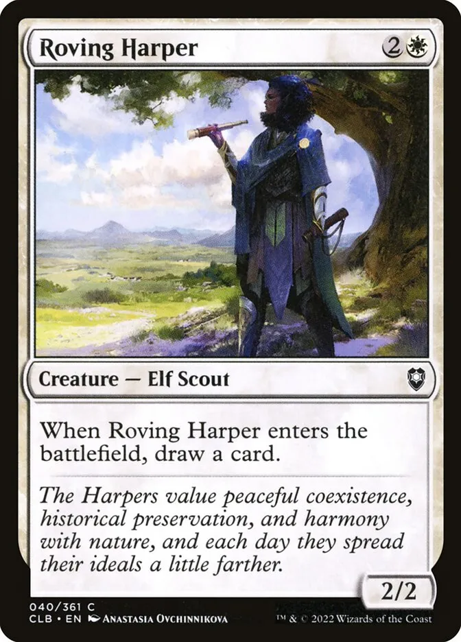 2022 Commander Legends: Battle for Baldur's Gate Roving Harper common #40 common card image
