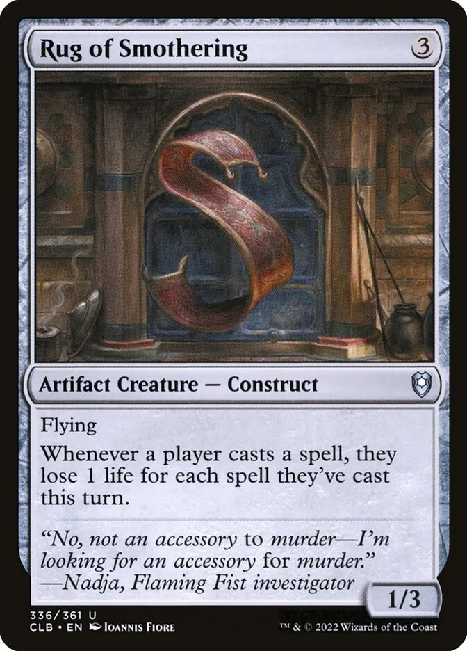 2022 Commander Legends: Battle for Baldur's Gate Rug of Smothering #336 uncommon card image