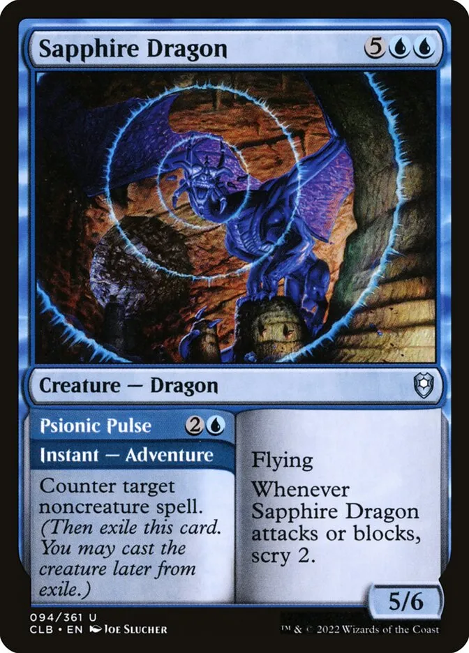 2022 Commander Legends: Battle for Baldur's Gate Sapphire Dragon // Psionic Pulse #94 uncommon card image
