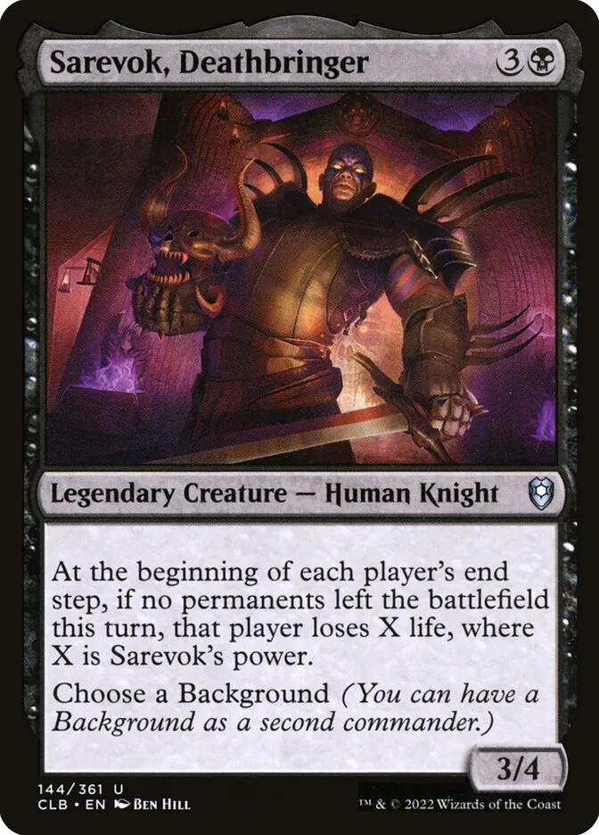2022 Commander Legends: Battle for Baldur's Gate Sarevok, Deathbringer #144 uncommon card image