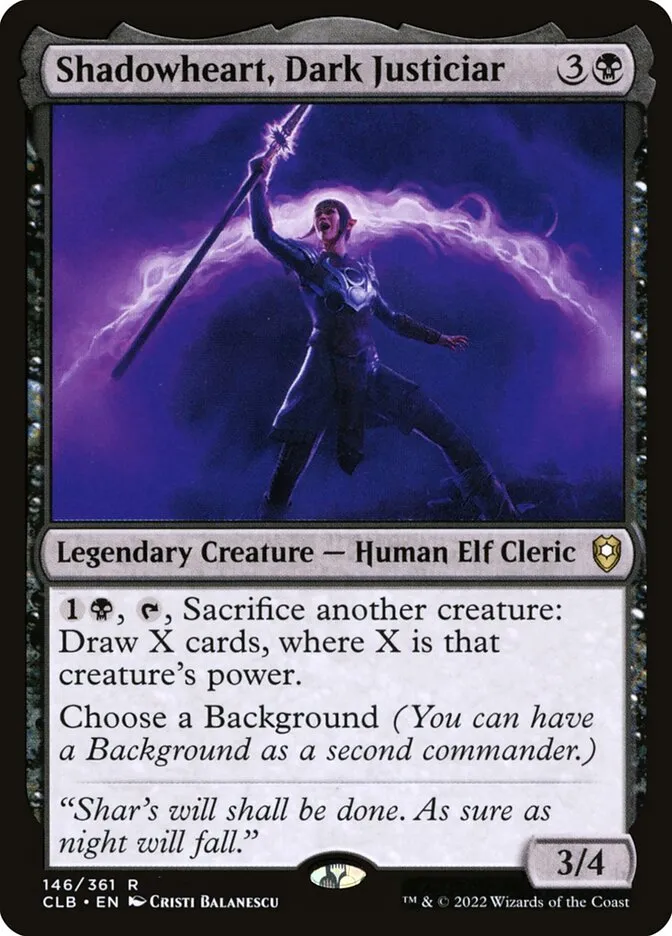 2022 Commander Legends: Battle for Baldur's Gate Shadowheart, Dark Justiciar #146 rare card image