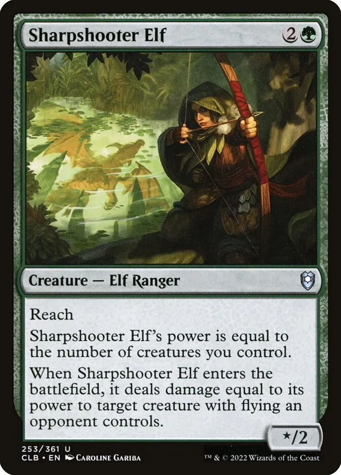 2022 Commander Legends: Battle for Baldur's Gate Sharpshooter Elf #253 uncommon card image