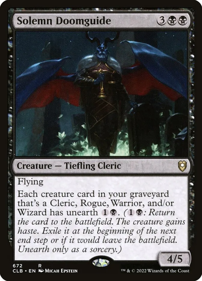 2022 Commander Legends: Battle for Baldur's Gate Solemn Doomguide #672 rare card image