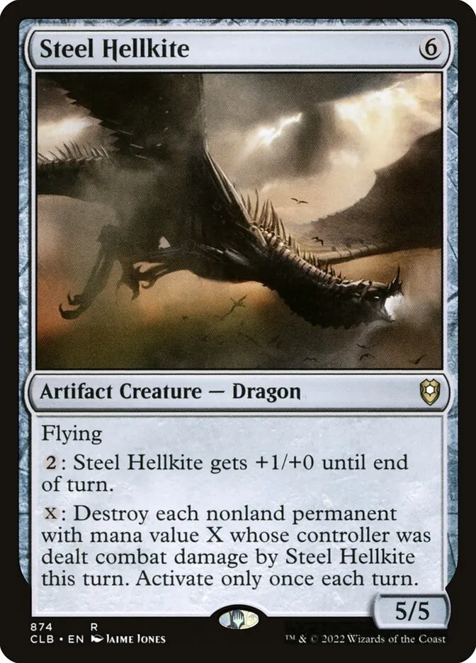 2022 Commander Legends: Battle for Baldur's Gate Steel Hellkite #874 rare card image