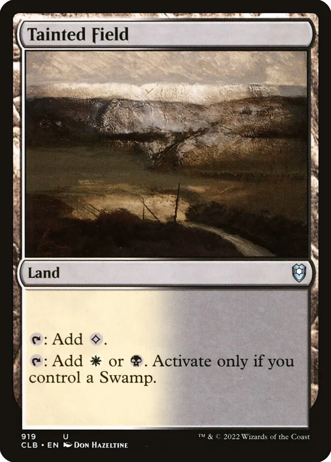 2022 Commander Legends: Battle for Baldur's Gate Tainted Field #919 uncommon card image