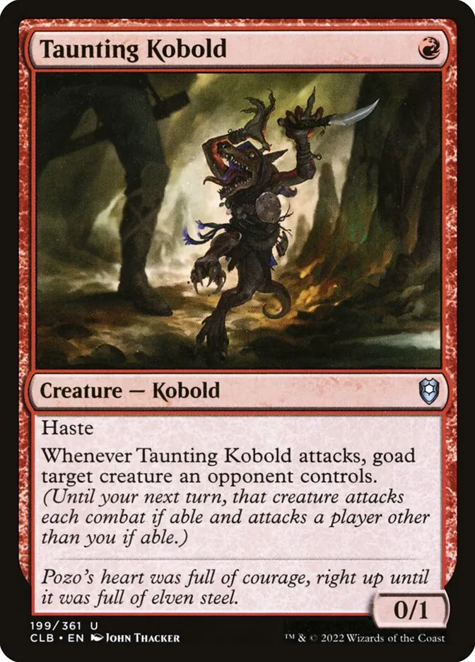 2022 Commander Legends: Battle for Baldur's Gate Taunting Kobold #199 uncommon card image