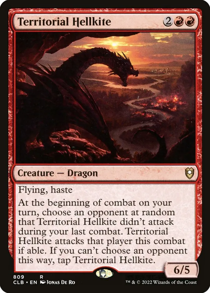 2022 Commander Legends: Battle for Baldur's Gate Territorial Hellkite #809 rare card image