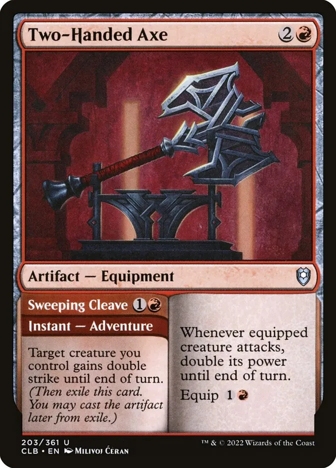2022 Commander Legends: Battle for Baldur's Gate Two-Handed Axe // Sweeping Cleave #203 uncommon card image