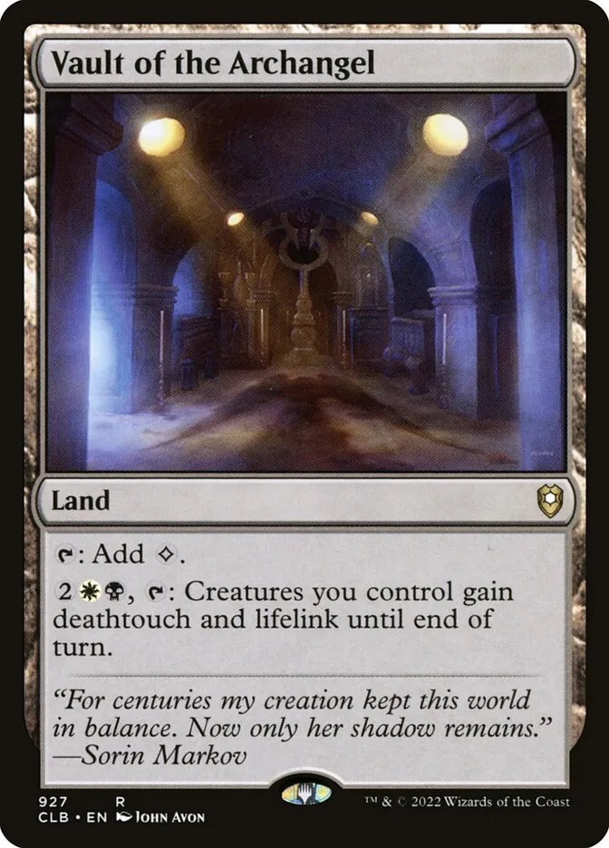 2022 Commander Legends: Battle for Baldur's Gate Vault of the Archangel #927 rare card image