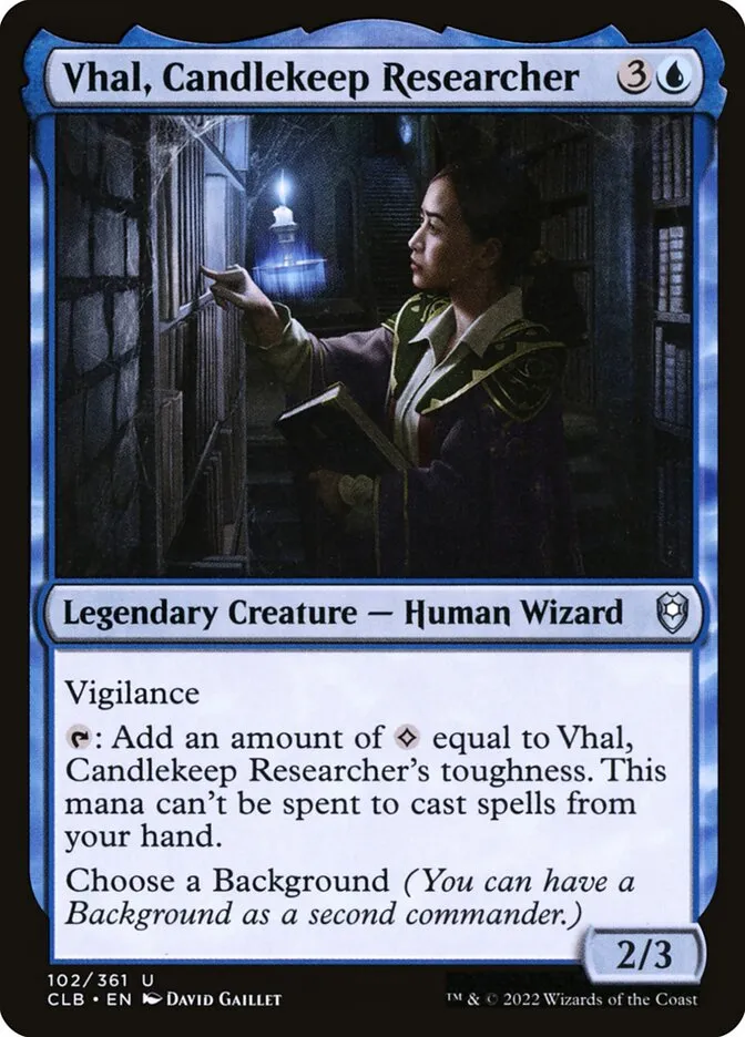 2022 Commander Legends: Battle for Baldur's Gate Vhal, Candlekeep Researcher uncommon #102 uncommon card image