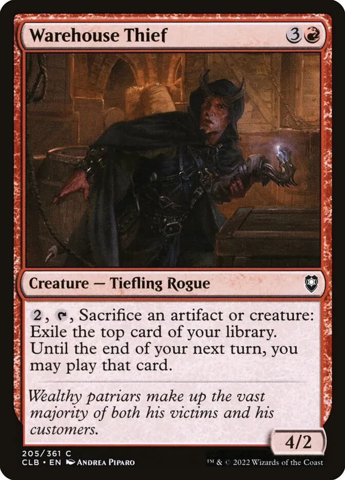 2022 Commander Legends: Battle for Baldur's Gate Warehouse Thief #205 common card image
