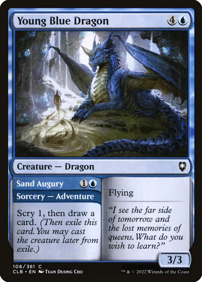 2022 Commander Legends: Battle for Baldur's Gate Young Blue Dragon // Sand Augury #106 common card image