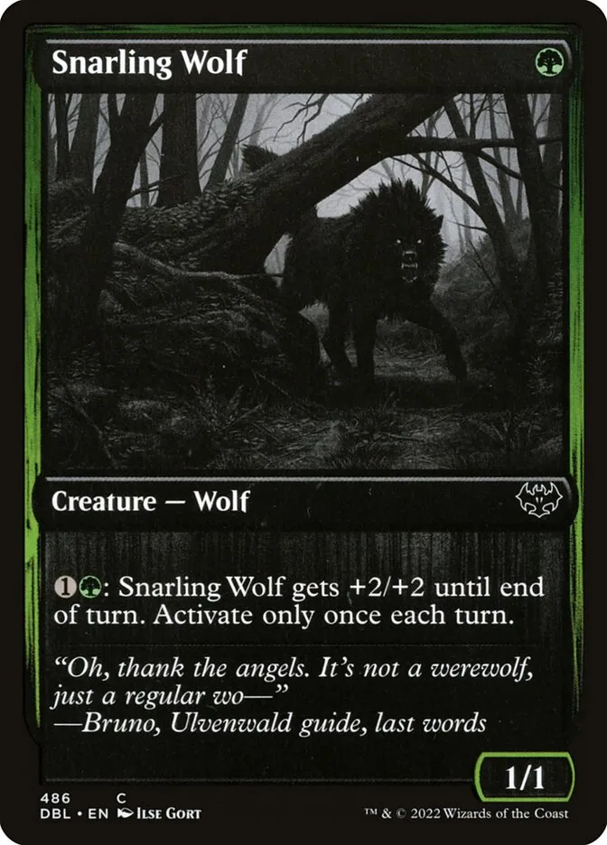 2022 Innistrad: Double Feature Snarling Wolf common #486 common card image