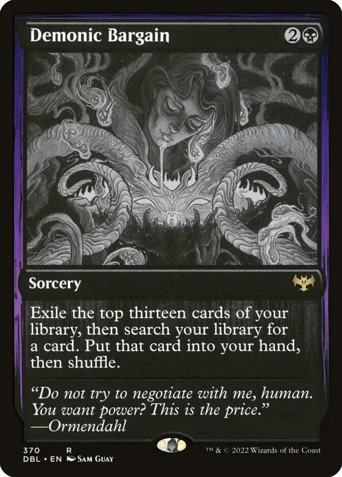 2022 Innistrad: Double Feature Demonic Bargain #370 rare card image