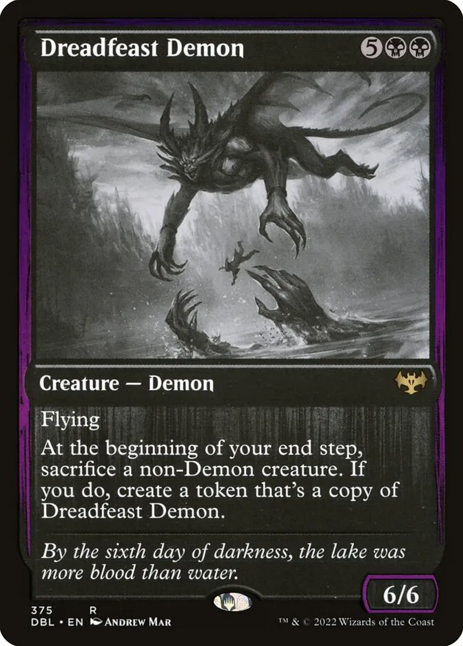 2022 Innistrad: Double Feature Dreadfeast Demon #375 rare card image
