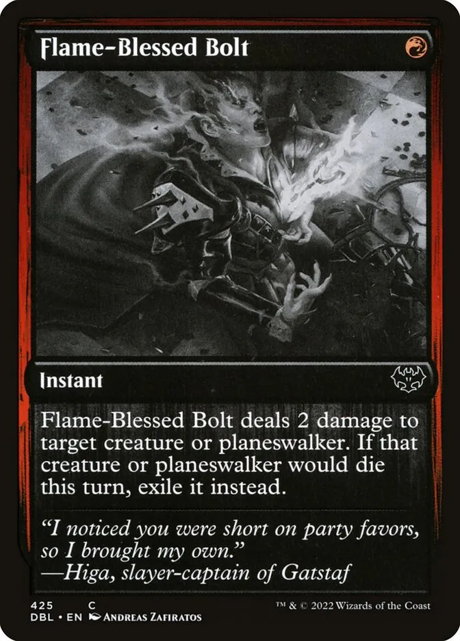 2022 Innistrad: Double Feature Flame-Blessed Bolt #425 common card image