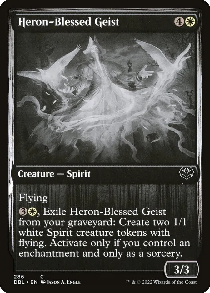 2022 Innistrad: Double Feature Heron-Blessed Geist [Foil] common #286 common card image